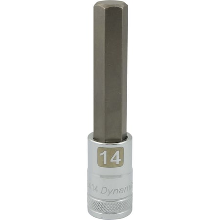 Dynamic Tools 1/2" Drive Metric Hex Head, 14mm Long Bit, Chrome Finish Socket D013414